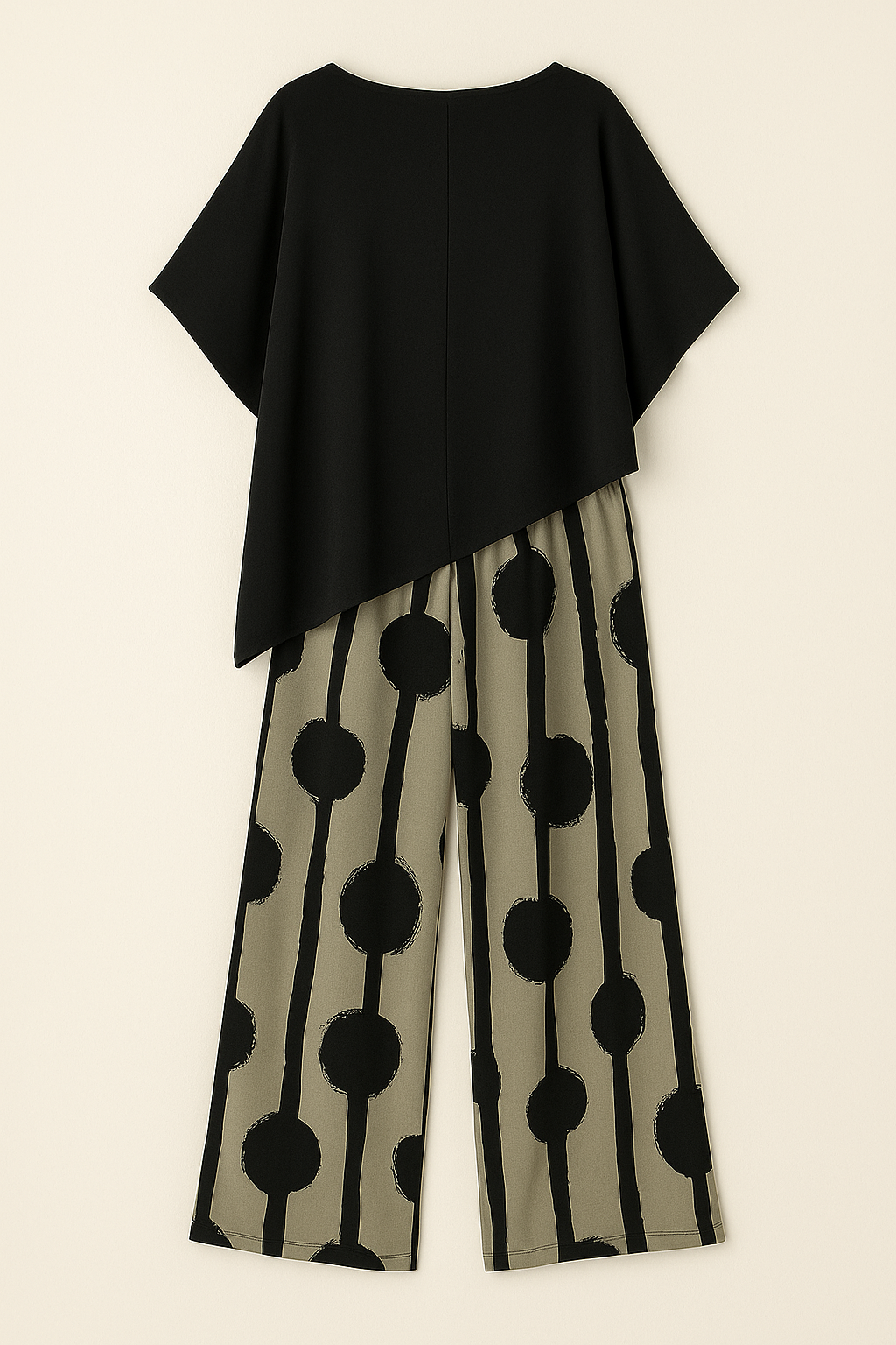 Asmea | Ensemble de deux pièces - Chemise à ourlet asymétrique & Pantalon rayé