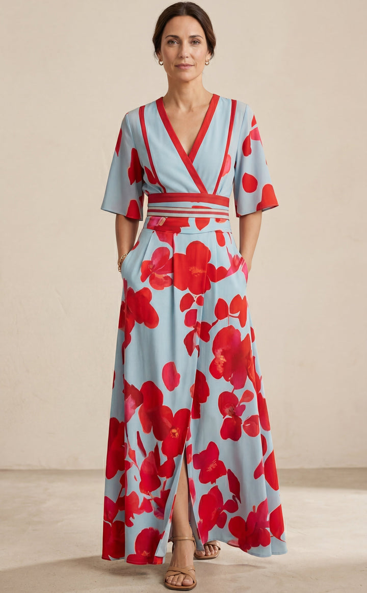 Valentina | Élégante robe longue à décolleté plongeant