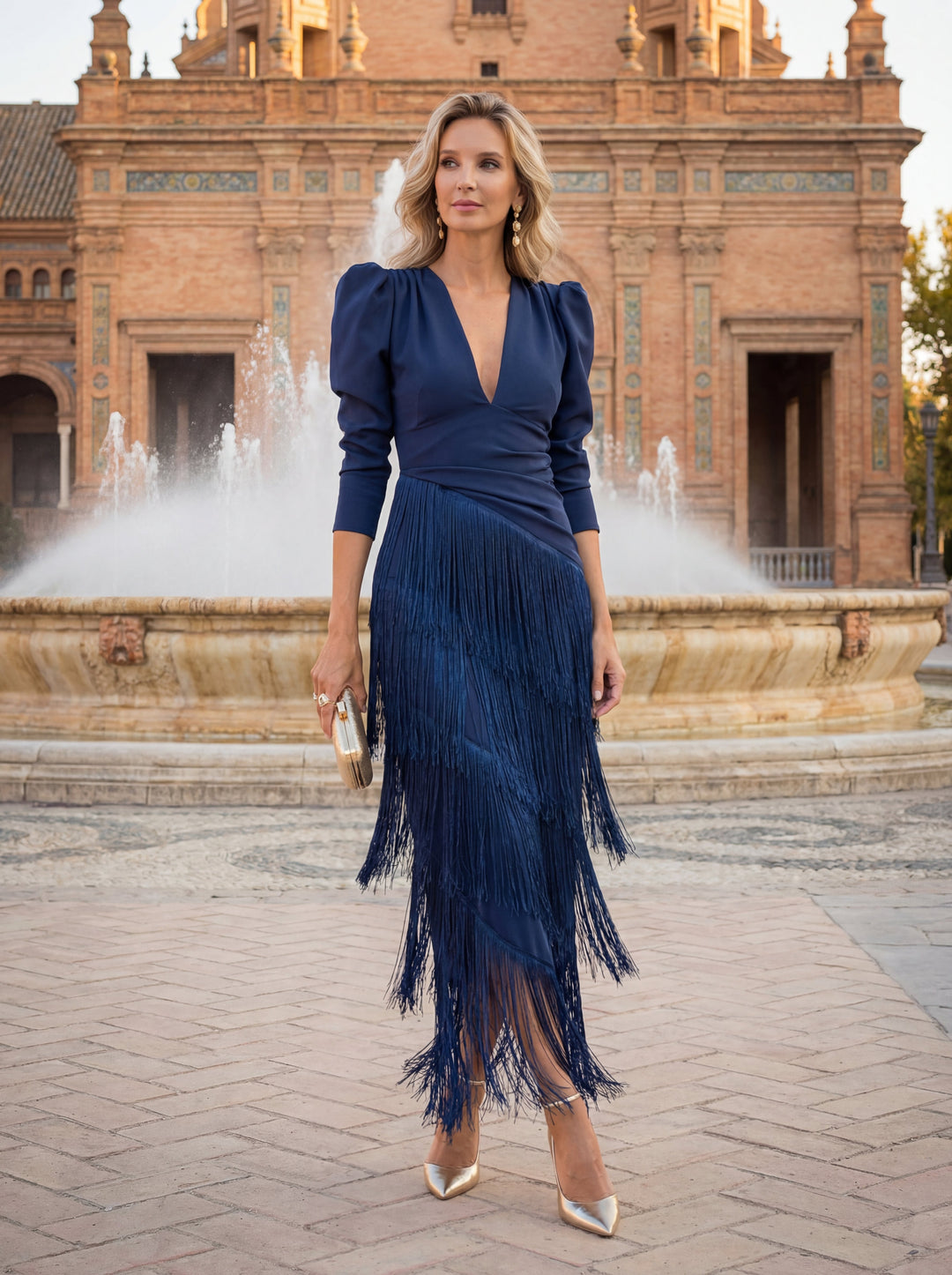Frida | Robe midi à franges en vert sauge