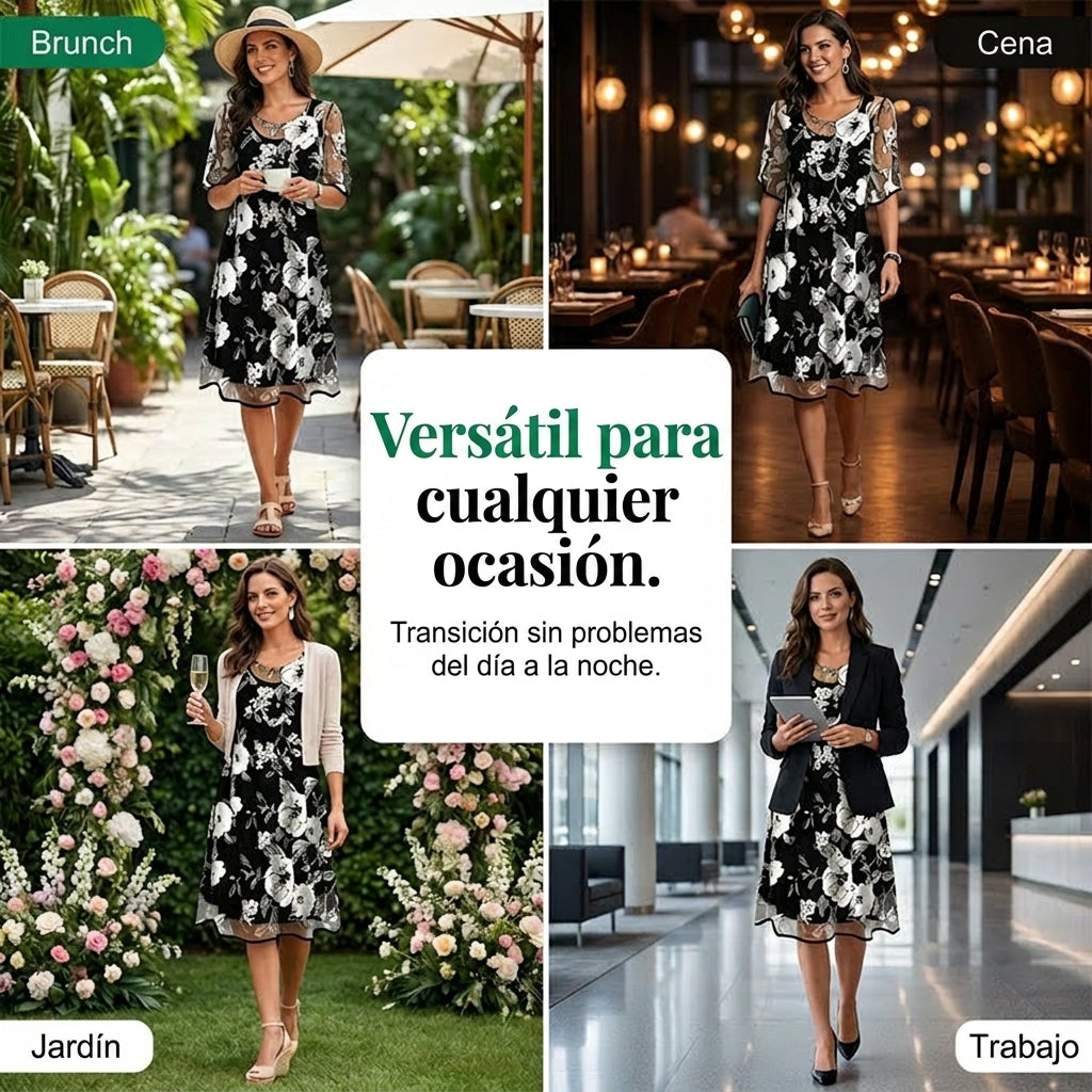 Elisa - Élégante robe en chiffon à motifs floraux