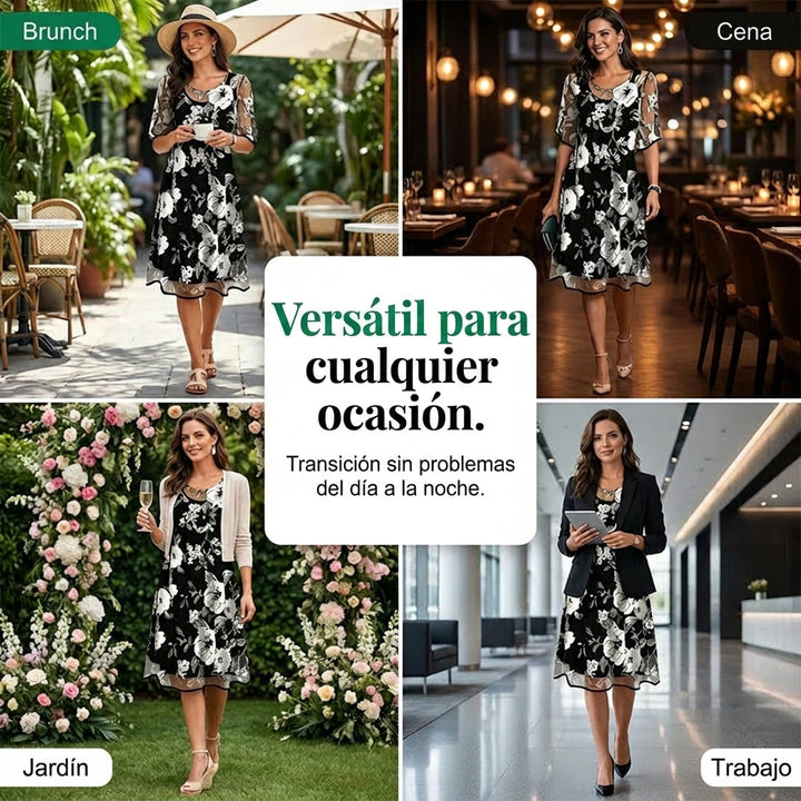 Elisa - Élégante robe en chiffon à motifs floraux