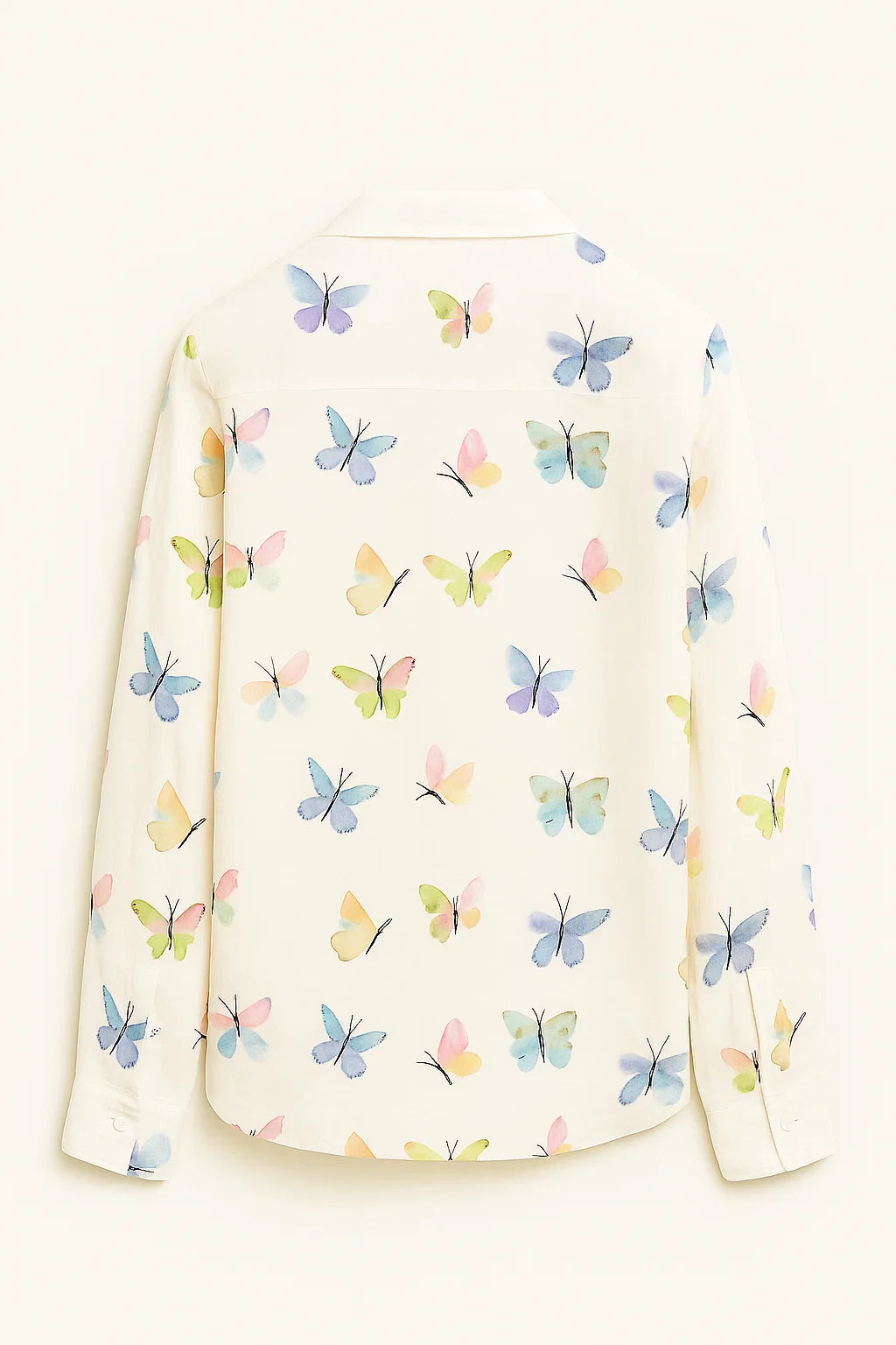 Cannes | Chemise Boutonnée Imprimé Papillon - Casual Manches Longues & Boutonnage