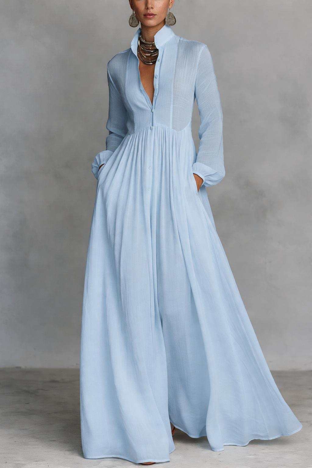Selena | Robe Maxi à Boutons Frontaux Fluides