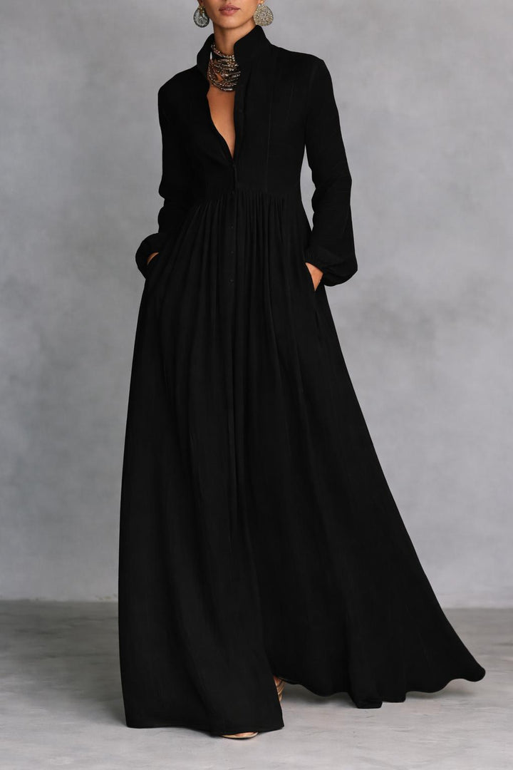 Selena | Robe Maxi à Boutons Frontaux Fluides