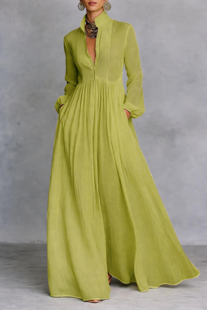 Selena | Robe Maxi à Boutons Frontaux Fluides