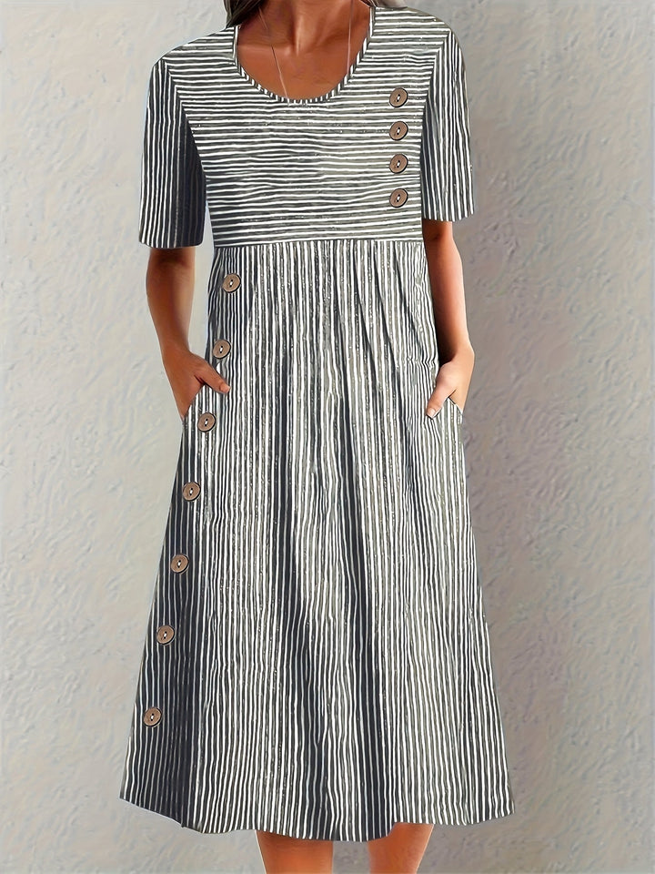 Marisol | Robe midi fluide à rayures élégantes