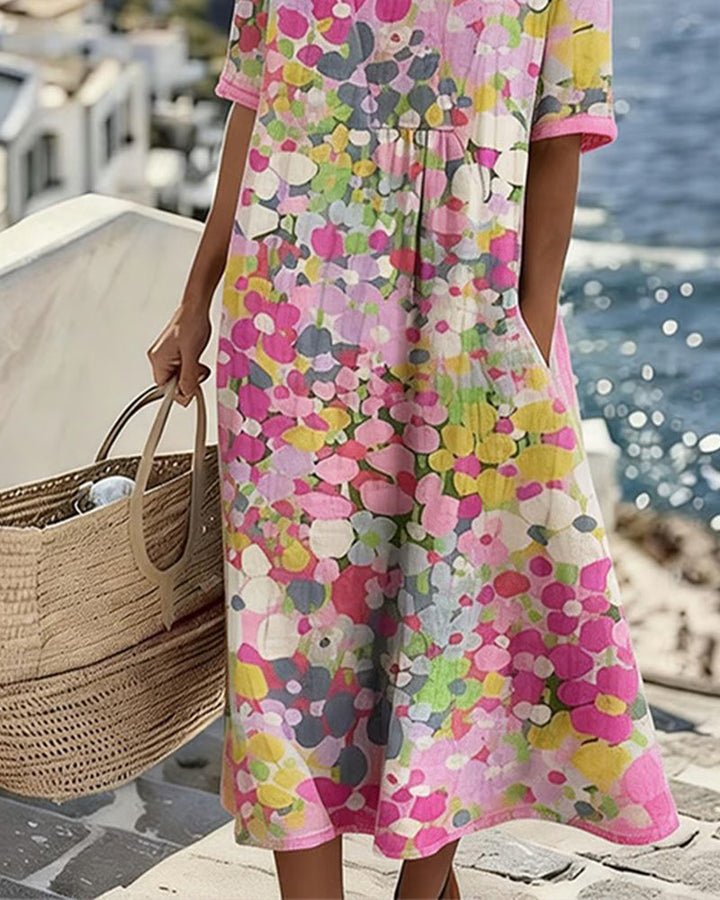 Flora | Ample Midi Robe à Motif Floral