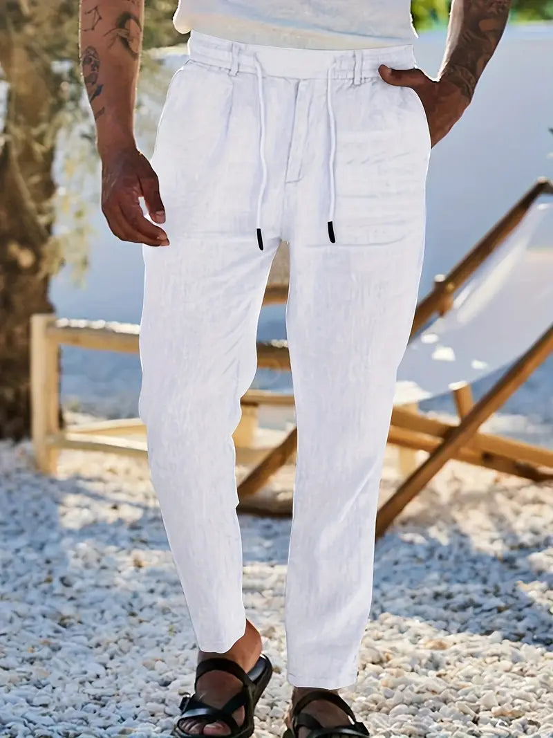 NICHOLS | PANTALONS LARGES EN LIN AVEC CORDON