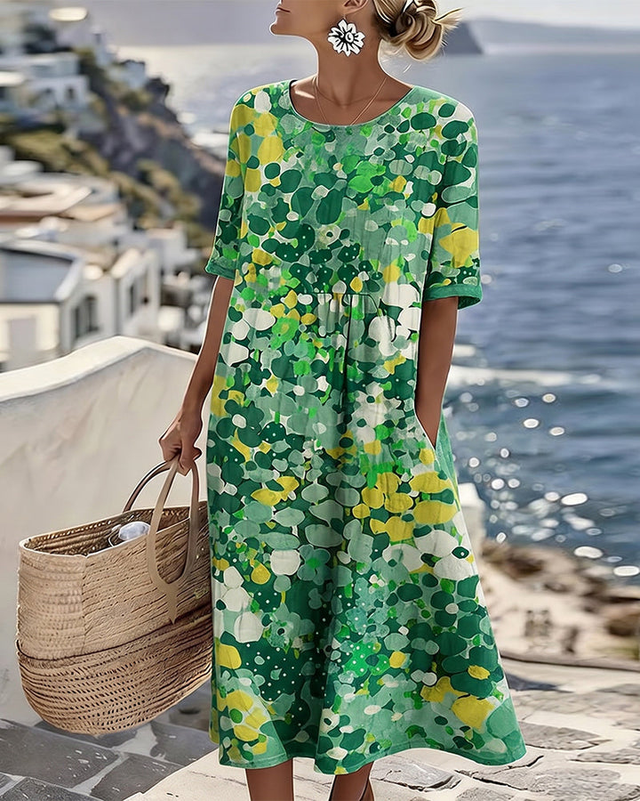 Flora | Ample Midi Robe à Motif Floral