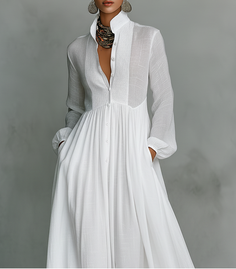 Selena | Robe Maxi à Boutons Frontaux Fluides