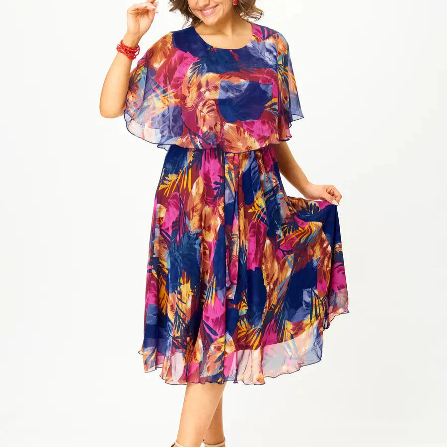 Aitana | Robe midi à motifs éclatants