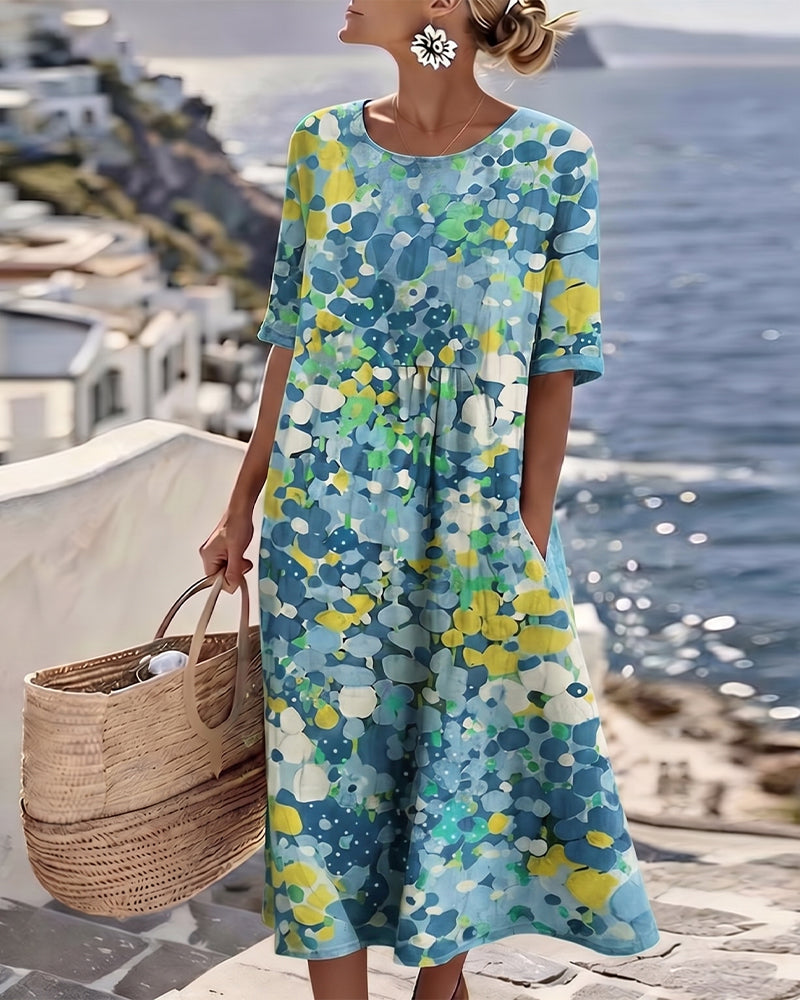 Flora | Ample Midi Robe à Motif Floral