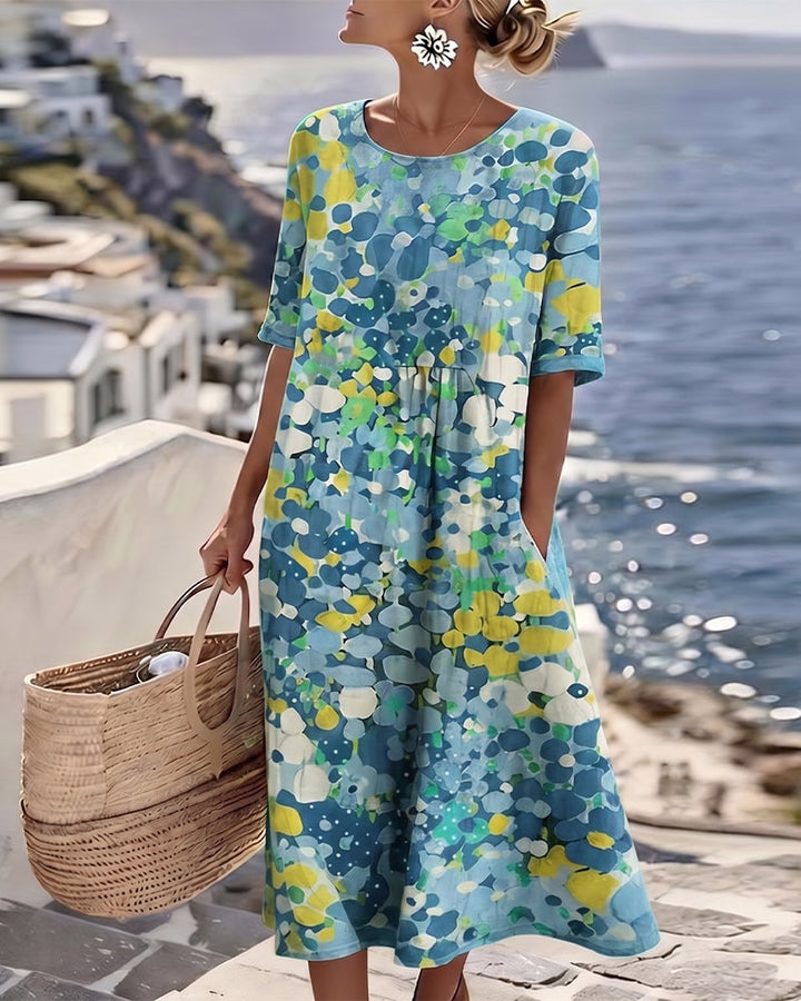 Flora | Ample Midi Robe à Motif Floral