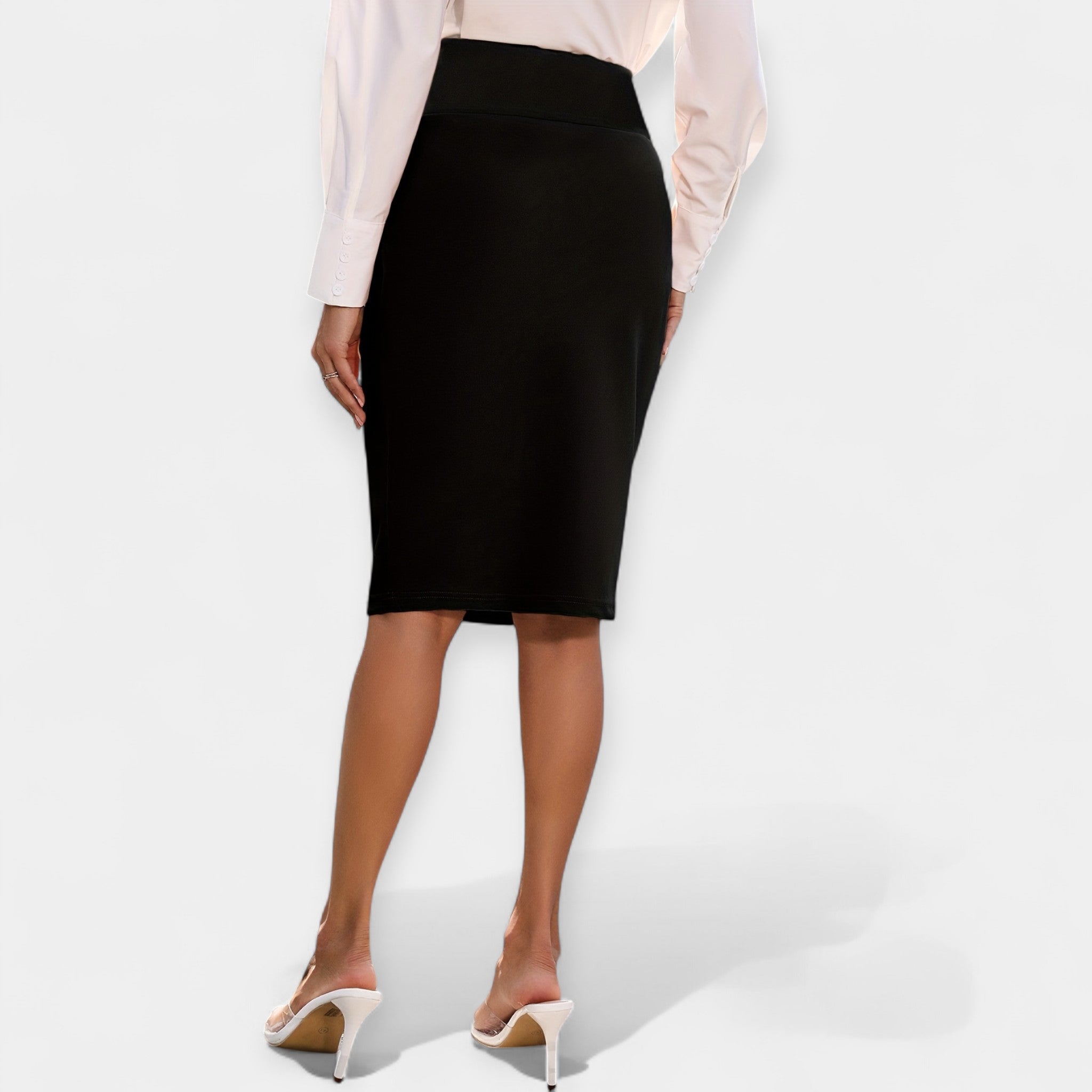 Fustă Midi Relaxată cu Talie Înaltă