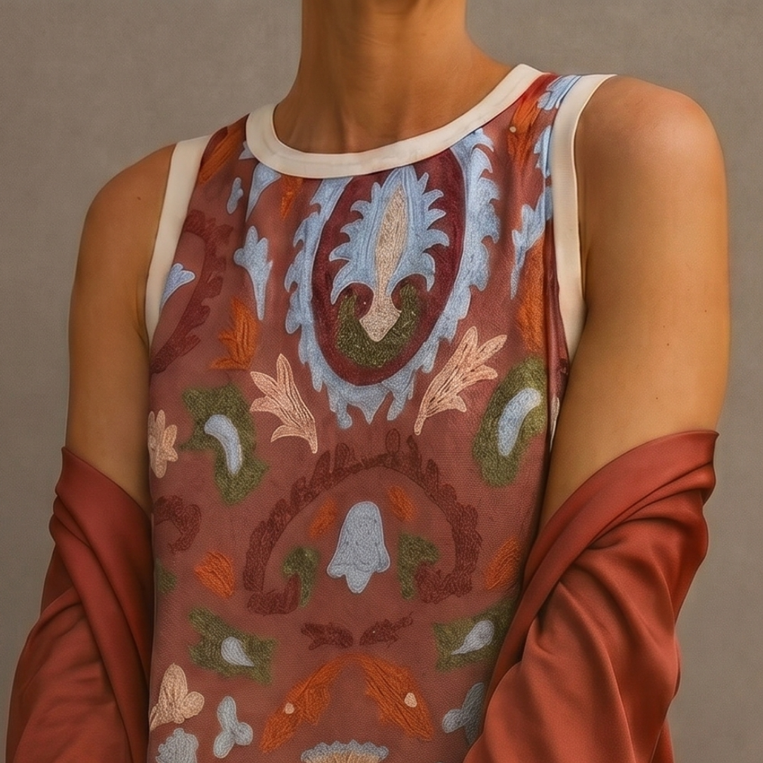 Victoria | Rochie Maxi Tipărită cu Strat Asortat