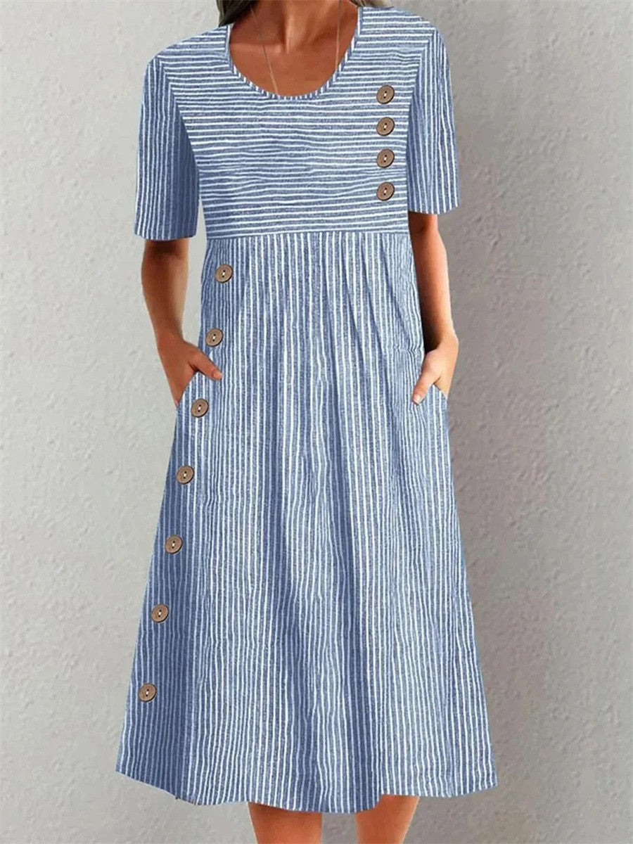 Marisol | Robe midi fluide à rayures élégantes