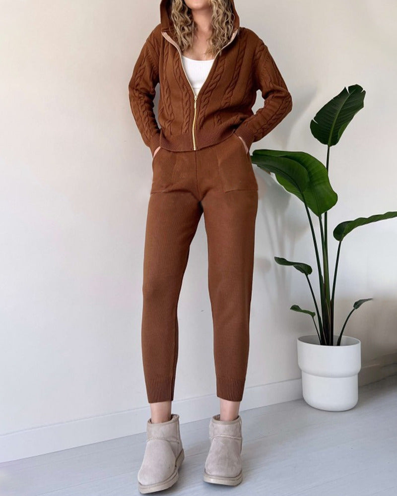 Ania - Compleu casual din două piese cu jacquard texturat