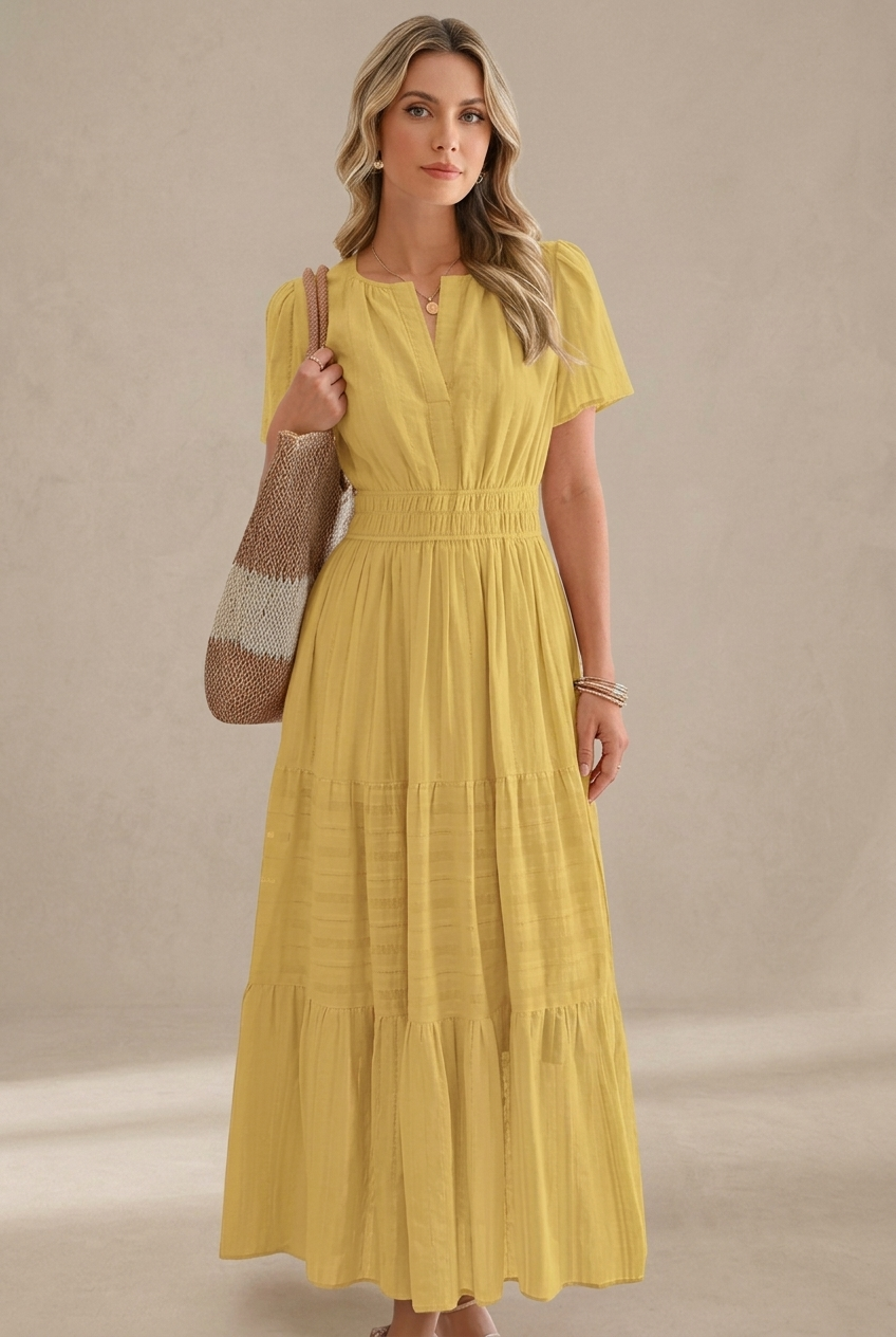 Emma | Robe maxi à taille froncée