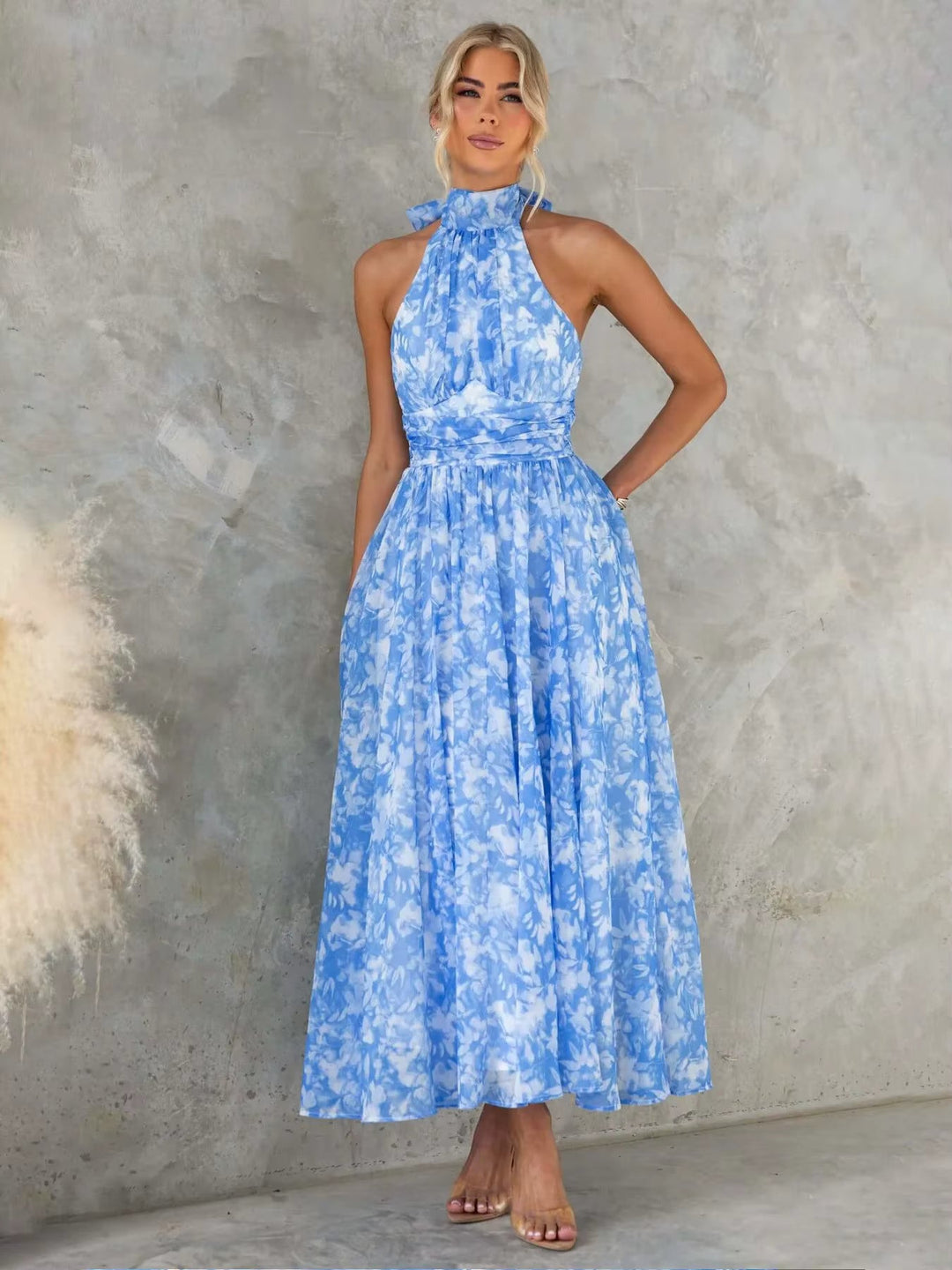 Esther | Robe Halter à Imprimé Aquarelle