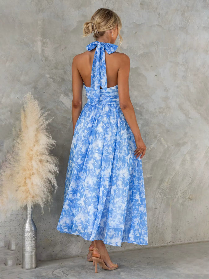 Esther | Robe Halter à Imprimé Aquarelle