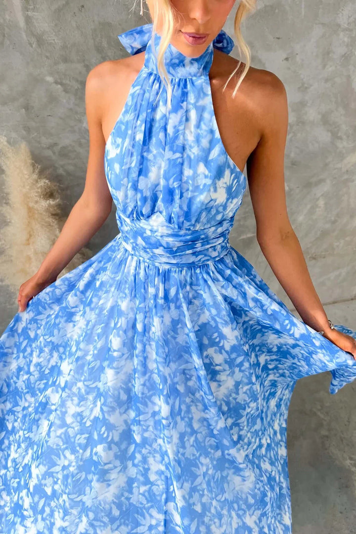 Esther | Robe Halter à Imprimé Aquarelle