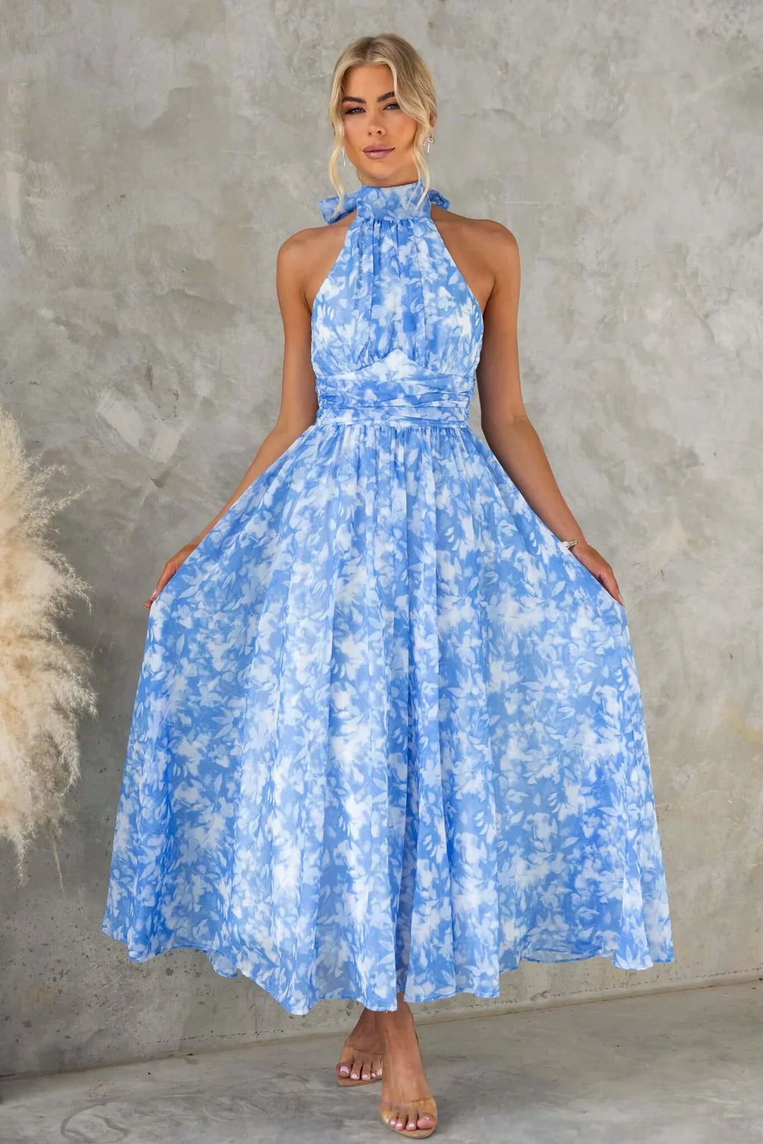 Esther | Robe Halter à Imprimé Aquarelle