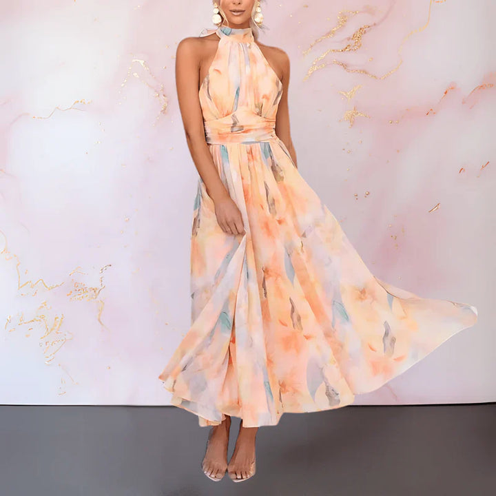 Esther | Robe Halter à Imprimé Aquarelle