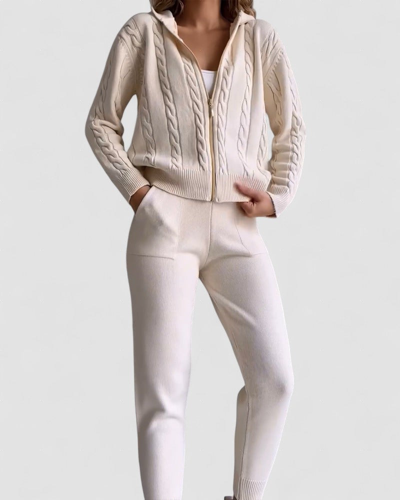 Ania - Compleu casual din două piese cu jacquard texturat