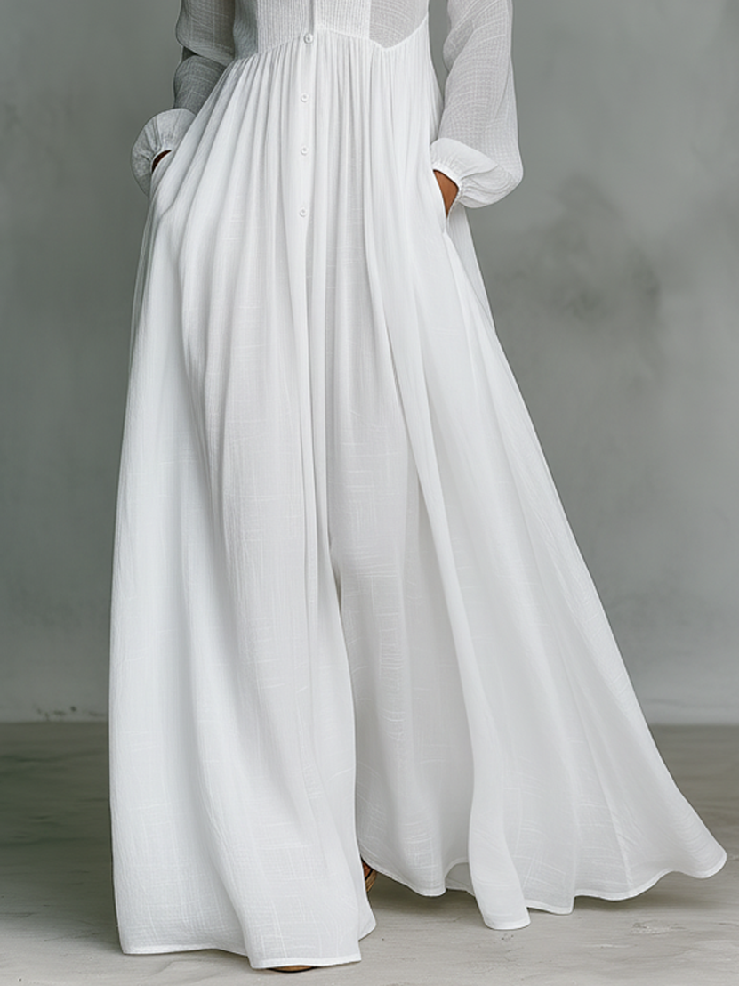 Selena | Robe Maxi à Boutons Frontaux Fluides