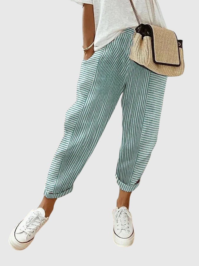 Nina – Pantaloni Eleganți cu Model Stripe