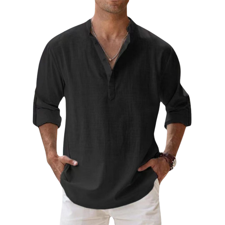 Ethan - Chemise Henley en coton effet lin