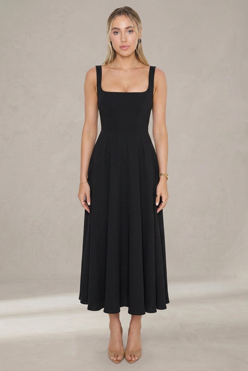 Grace | Robe Midi Légère à Décolleté Carré