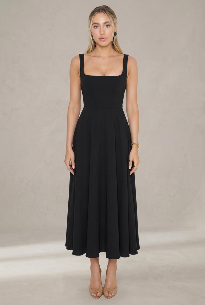 Grace | Robe Midi Légère à Décolleté Carré