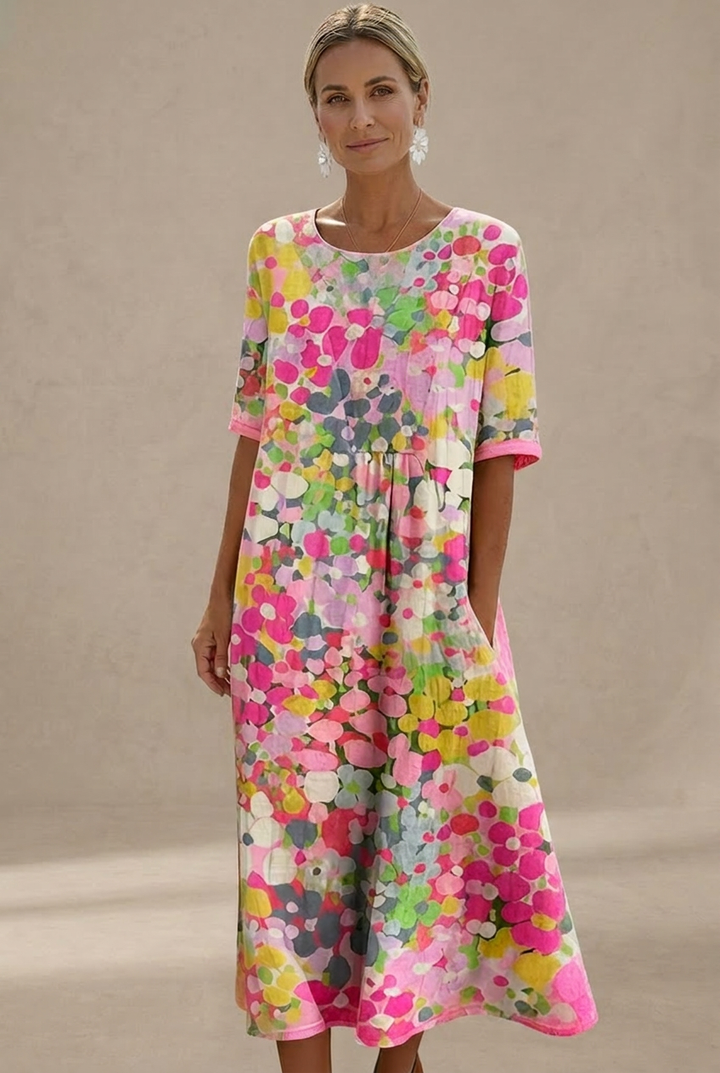 Flora | Ample Midi Robe à Motif Floral