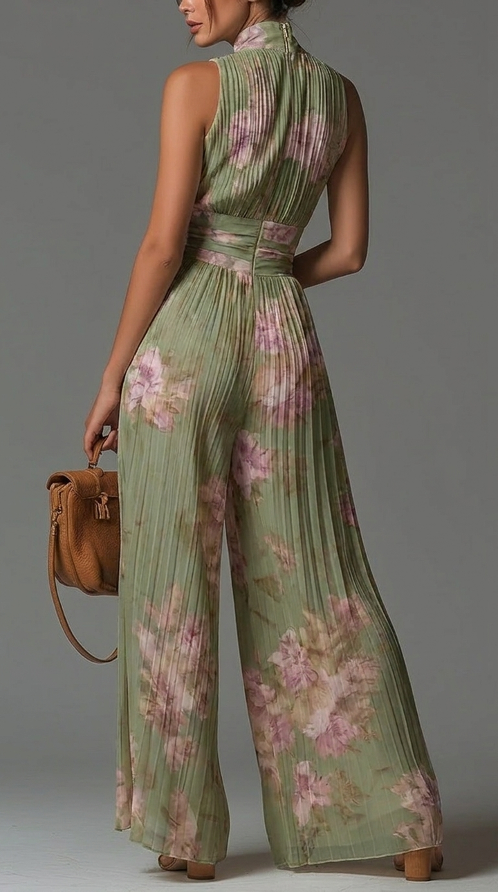 Inés | Plissée Floral Georgette Jumpsuit