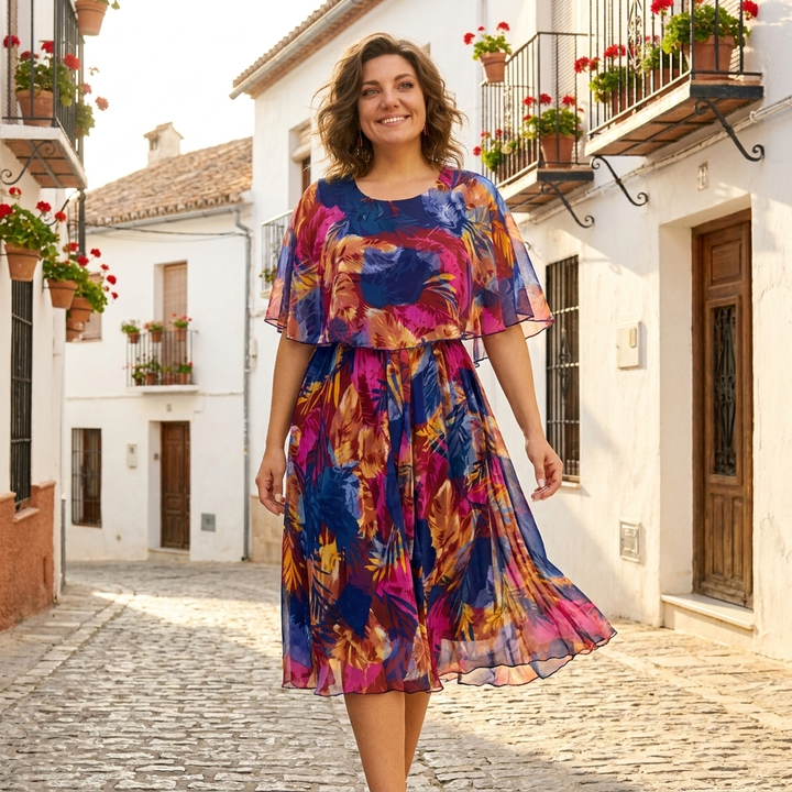 Aitana | Robe midi à motifs éclatants