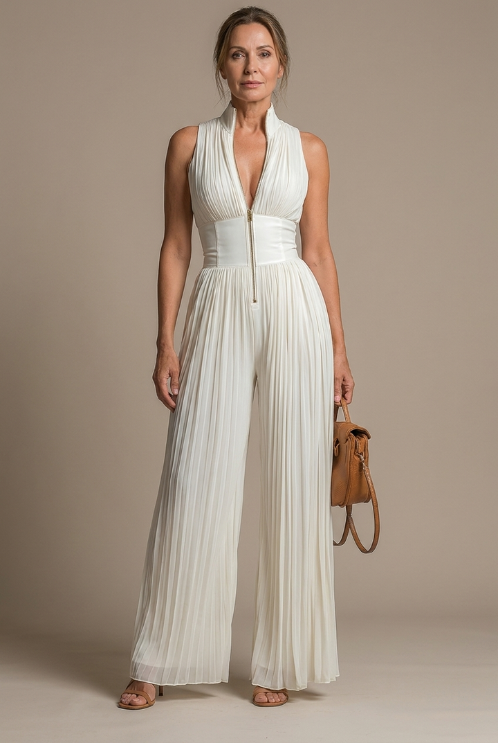 Lucía | Georgette Pleated Jumpsuit
