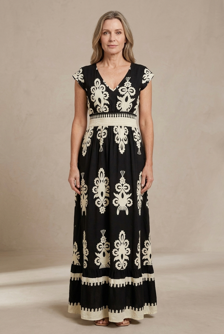 Candela | Robe Maxi Baroque à Décolleté en V