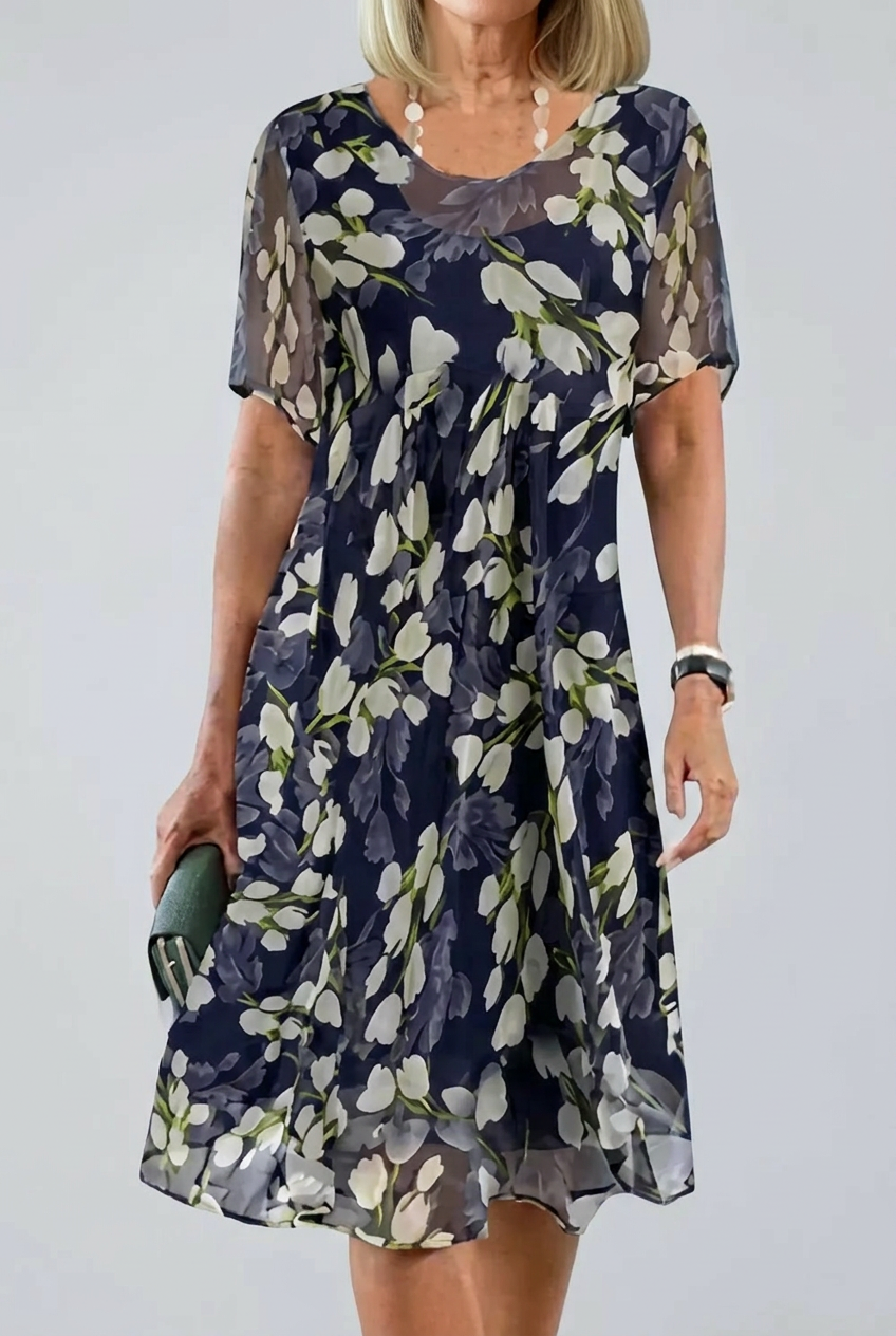 Elisa - Élégante robe en chiffon à motifs floraux