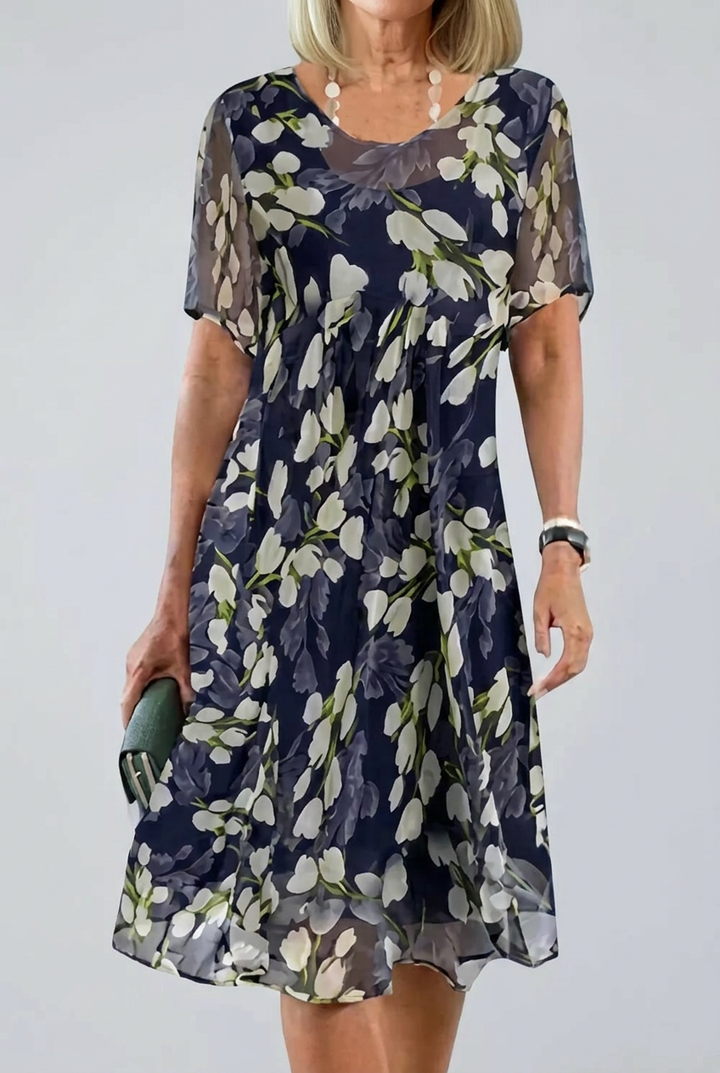 Elisa - Élégante robe en chiffon à motifs floraux