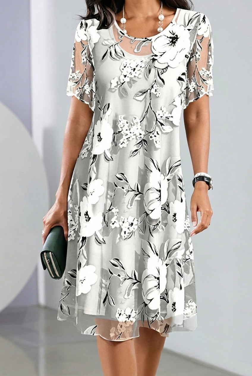 Elisa - Élégante robe en chiffon à motifs floraux