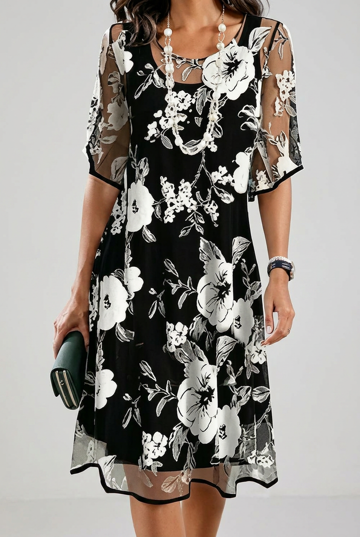 Elisa - Élégante robe en chiffon à motifs floraux