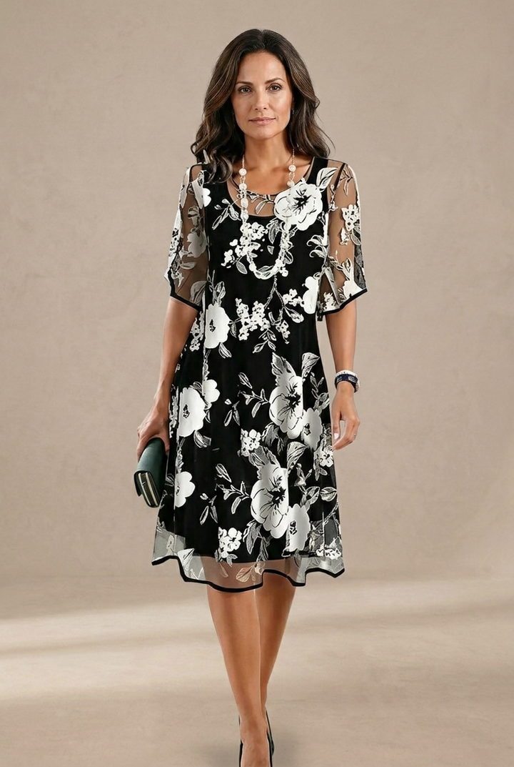 Elisa - Élégante robe en chiffon à motifs floraux