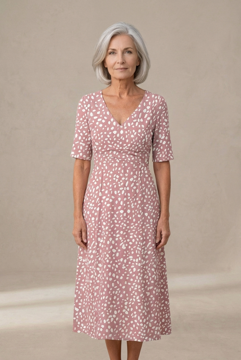 Colette | Robe midi fluide à pois avec effet sculptant