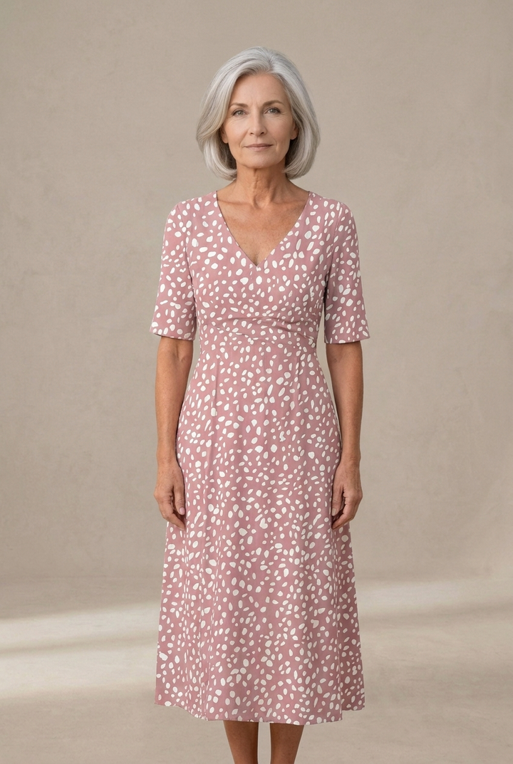 Colette | Robe midi fluide à pois avec effet sculptant