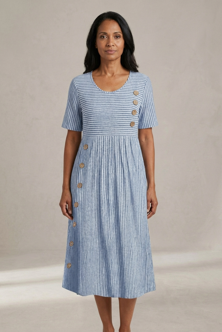 Marisol | Robe midi fluide à rayures élégantes