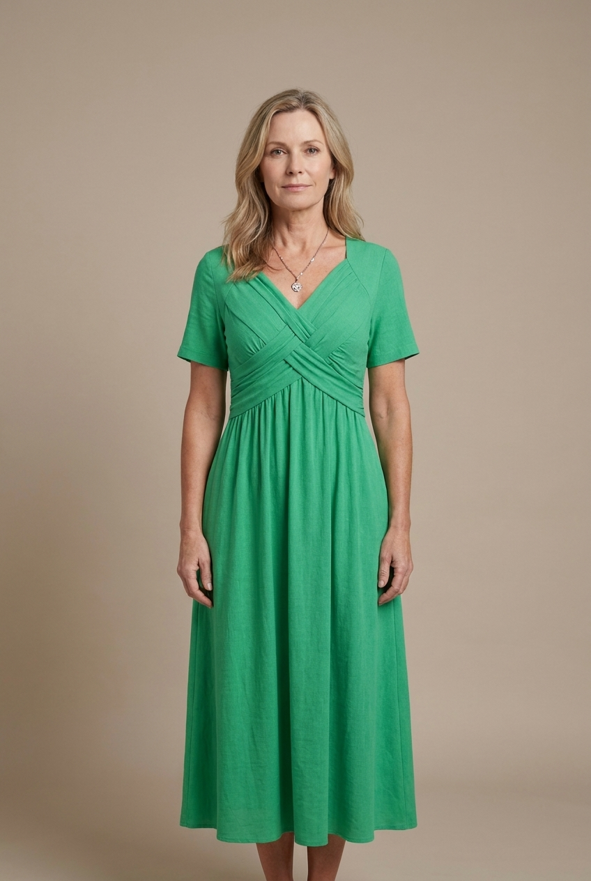 Amalia | Élégante robe midi à silhouette croisée