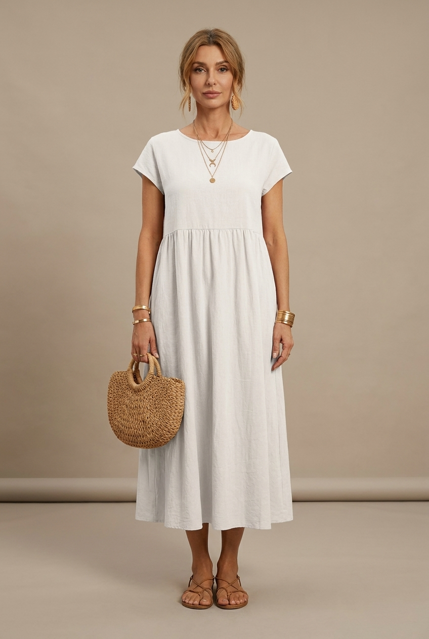 Catalina | Midi Dress in Flowing Cotton and Silk