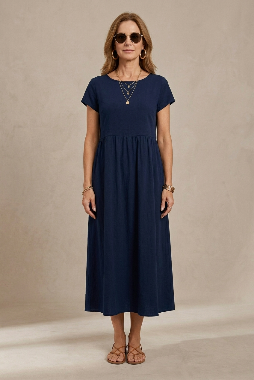 Catalina | Midi Dress in Flowing Cotton and Silk