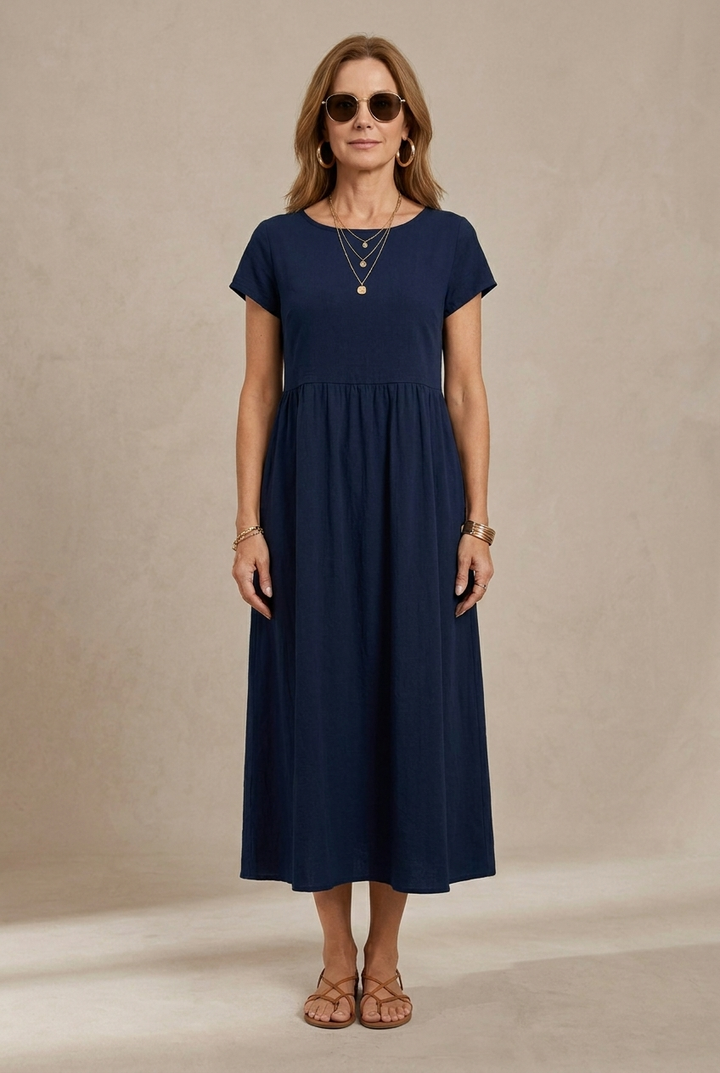Catalina | Midi Dress in Flowing Cotton and Silk